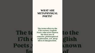 METAPHYSICAL POETS l literaryinsights englishliterature literarylove [upl. by Getraer]