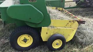 Raking and Baling Hay with MF 35 Vicon Acrobat MF 590 and John Deere 342A [upl. by Bonnes]