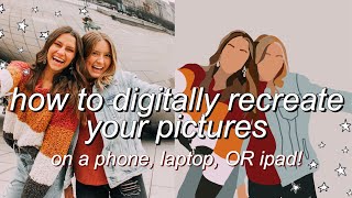 how to make digital illustrations of photos on phone laptop OR ipad  CARTOON YOURSELFvector art [upl. by Atinad]