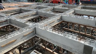 Concrete BEAM Construction Process Traditional Timber Formwork Reinforcement Beam Shuttering Work [upl. by Summons]