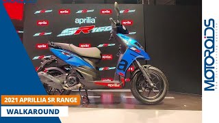 2021 Aprilia SR Range Walkaround Review  All The Changes Explained  Motoroids [upl. by Llenyar]