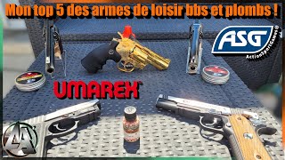 Top 5 de mes plus belles armes de poing BBs et plombs pour le tir de loisir [upl. by Aicarg510]