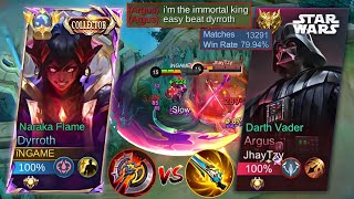 DYRROTH VS ARGUS DARTH VADER  LIFESTEAL AGAINST IMMORTAL  EXPLAINED TUTORIAL MLBB [upl. by Fornof927]