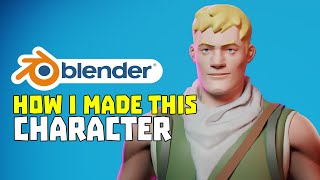 I made Fortnites Default skin in blender  Character process breakdown [upl. by Leyes]