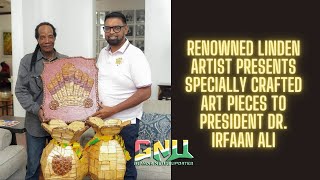 Linden Artist Presents Specially Crafted Art Pieces to President Dr Irfaan Ali [upl. by Ymrots]