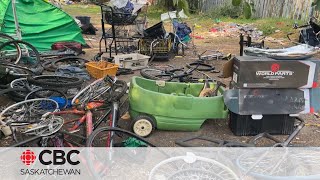 Vacant lot full of frames wheels and gears draws attention to bike theft in Saskatoon [upl. by Thomasin692]