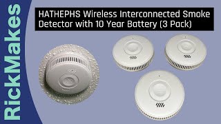 HATHEPHS Wireless Interconnected Smoke Detector with 10 Year Battery 3 Pack [upl. by Arimihc]