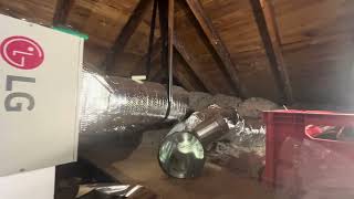 LG Heat Pump Install in the Attic featuring horizontal air handler  MidInstall [upl. by Eugine]