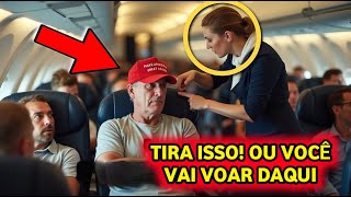 Assistente de voo expulsa republicano com boné MAGA sem saber que ele é o dono da companhia aérea [upl. by Ermine]