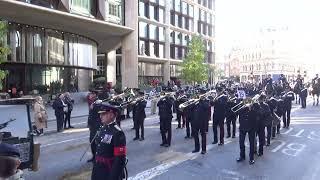 Lord Mayors Show 2023 Band of the Royal Yeomanry reverse route [upl. by Moncear]