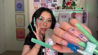 ASMR nail on nail tapping mouth sounds hand movements amp up close whispers XL NAILS [upl. by Nipsirc]