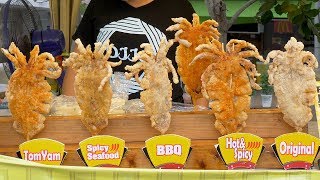 Fried Jumbo Squid  Thai Street Food [upl. by Cyler814]