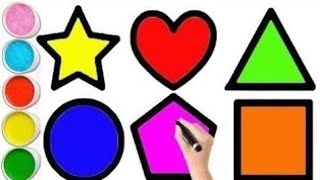 Square shape circle shape star heart pentagon shapesdrawing activity for kidslearning video [upl. by Rahal234]