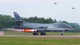 FULL POWER B1 bombers launch flypast and recover from a European mission 🔥 [upl. by Hannahoj666]