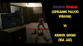 WWE Wonder Woman Adrianne Palicki costume version vs Armor Queen Backstage fight [upl. by Shurlock]