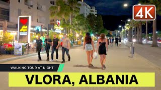 VLORA ALBANIA  WALKING TOUR AT NIGHT IN VLORA CITY VLORE SHQIPERI 4K HDR [upl. by Leddy28]