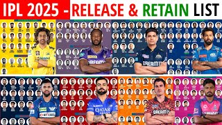 IPL 2025  All Teams Retain amp Release Players  IPL 2025 Retention amp Released  IPL 2025 Auction [upl. by Eibba322]