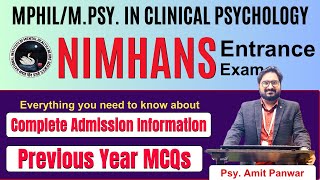 NIMHANS  MPhil  MPsy in Clinical Psychology Complete Information Entrance Exam Syllabus Seats [upl. by Raquel]