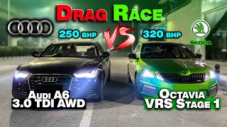 38 Tuned Skoda Octavia VRS vs Audi A6 TDI V6  AWD vs FWD Battle  Dragstar MotoVlogs  vrs audi [upl. by Aiset842]