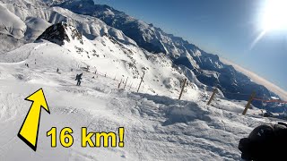 Longest BLACK RUN the World SARENNE Alpe DHuez Skiing [upl. by Sinoda]