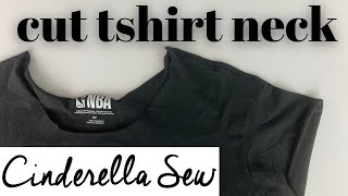 How to cut tshirt neck off and make sleeves shorter  Cut lower neckline on tshirt shorten sleeves [upl. by Chloras]