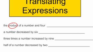 Translating Algebraic Expressions [upl. by Ladnyc]