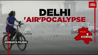 Delhi AQI Toxic Air Engulfs Delhi Despite Governments Water Sprinkling Technique  India Today [upl. by Bouldon659]