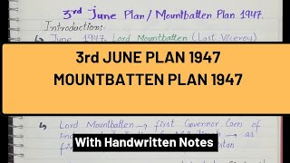 Mountbatten Plan 3rd June PlanPre Partition History  IndoPak History [upl. by Eitsrik50]