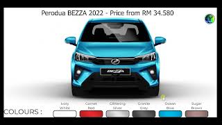 Perodua BEZZA New Model 2022  COLOURS [upl. by Raclima465]