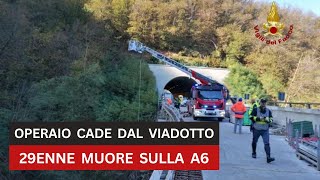 Morto operaio di 29 anni caduto da un ponteggio di 15 metri sul viadotto dell’A6 tra Altare e Savona [upl. by Lledal]