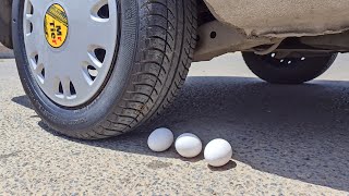 Crushing eggs under car tires  crushing things with car  crushing things  Crushing eggs  Mr Tire [upl. by Meirrak]