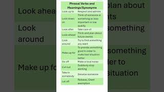 Phrasal Verbs with Meanings Synonyms Basic English Vocabulary [upl. by Brant]