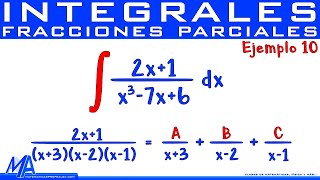 Integración por fracciones parciales  Ejemplo 10 Factores lineales diferentes [upl. by Komsa]