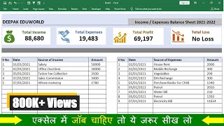 How To Maintain INCOME amp EXPENSE With PROFIT amp LOSS in Excel [upl. by Canice520]