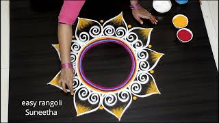 Simple muggulu for Ganesh Chathurthi  easy rangoli and kolam [upl. by Shaum14]