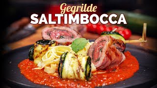 Saltimbocca en courgette met pecorino op de BBQ Kalfsvlees recept [upl. by Kciderf]