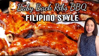 Pork Ribs BBQ FilipinoStyle Recipe  How to make BBQ Ribs filipino Style Baked Pork [upl. by Anoik738]