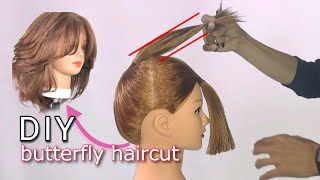 DIY Butterfly haircut layered haircutcara potong rambut layer butterfly [upl. by Elconin]