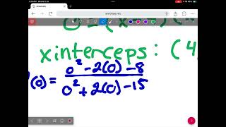 Pre cal 103024 rational functions domain discontinuities intercepts [upl. by Belford]