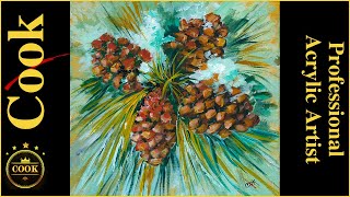 How to Paint a Pine Cone Burst with Acrylics  A Painting Tutorial for Beginner and Advanced Artists [upl. by Schaeffer]