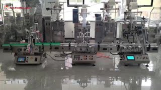 Desktop fully automatic filling capping and labeling packaging production line [upl. by Nivalc146]