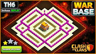 NEW BEST TH6 WARTROPHY Base  COC Town Hall 6 CWL Base Design – Clash of Clans [upl. by Kcirdaed]