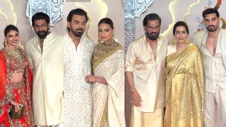 Actor Sunil Shetty with family Athiya Shetty and KL Rahul at Anant Ambani amp Radhika Merchant weding [upl. by Yenot]