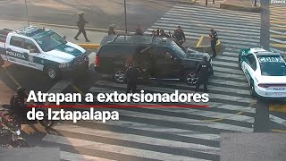 CANSADOS DE LA EXTORSIÓN  Policía trapa a criminales en Iztapalapa gracias a C5 [upl. by Adnwahsat]