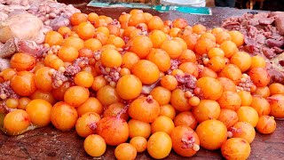 Amazing Indian Meat Market  Lot Of Small Chicken Eggs Recipe  Cooking Egg Yolk Curry Village Style [upl. by Dde]