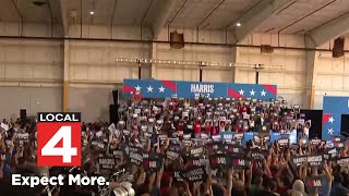 Kamala Harris holds rally at Detroit Metro Airport [upl. by Auhsej641]