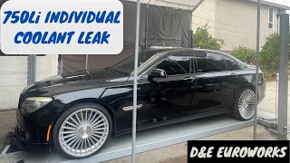 Coolant Leak N63 2011 BMW F02 750li Individual Leaky Water Pump [upl. by Ahsinyd]