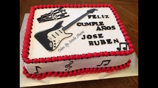 ELECTRIC GUITAR CAKE  PASTEL CON IMAGEN COMESTIBLE DE GUITARRA ELECTRICA  TRES LECHES [upl. by Samson658]