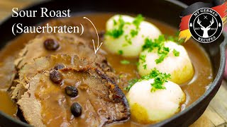 Sour Roast  Sour Beef  German Sauerbraten Recipe ✪ MyGermanRecipes [upl. by Koslo]