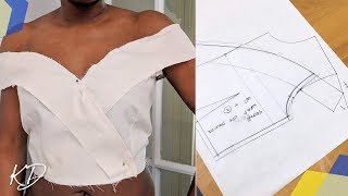 OFF SHOULDER COLLAR TOP CUTTING AND STITCHING  KIM DAVE [upl. by Rekcut]